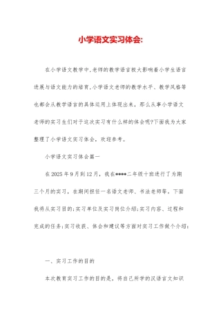 小学语文实习体会-