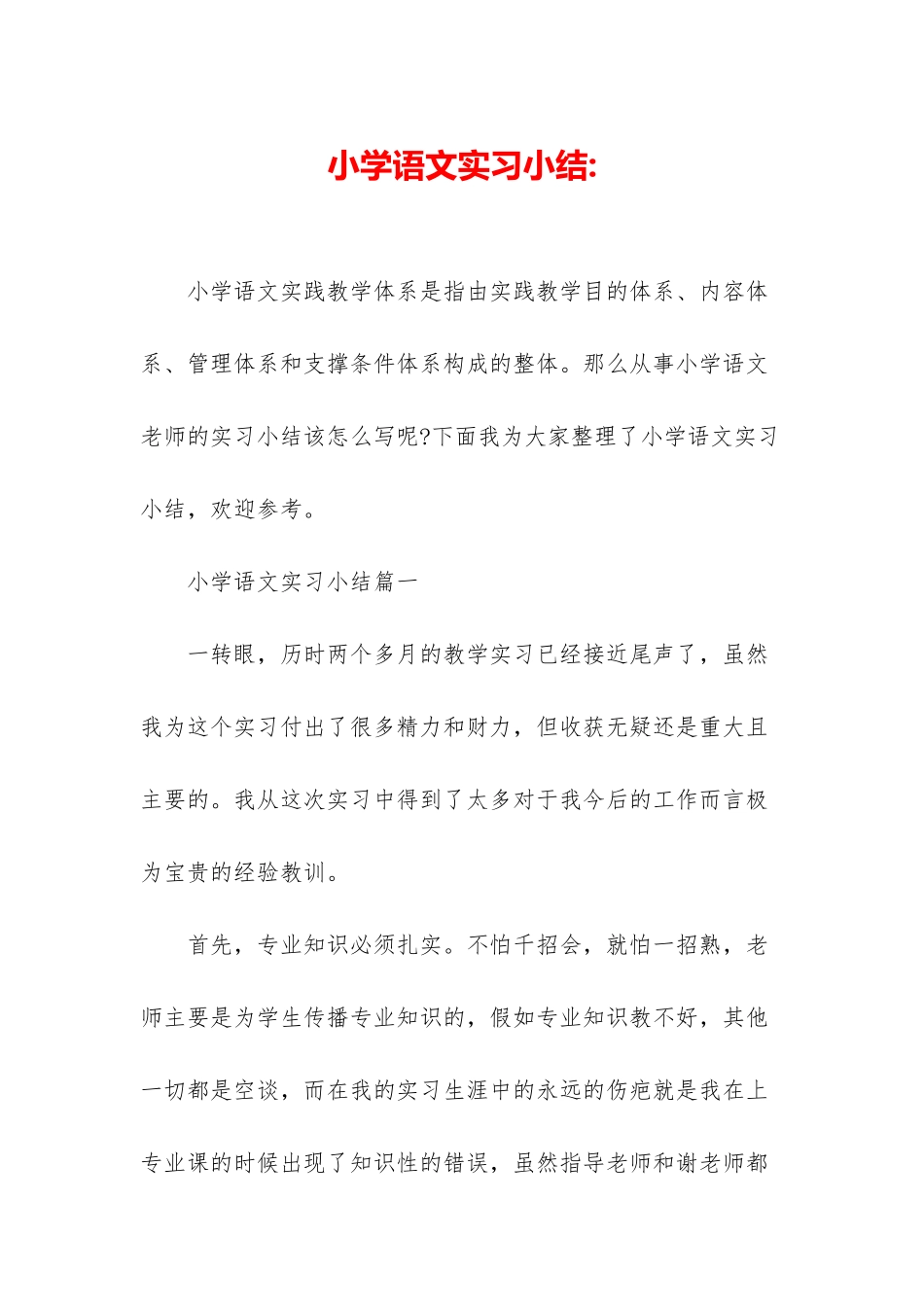 小学语文实习小结-_第1页