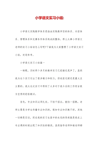 小学语文实习小结-