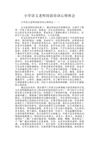 小学语文教师岗前培训心得体会