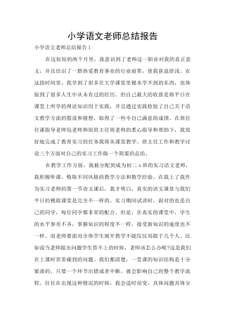 小学语文教师总结报告
