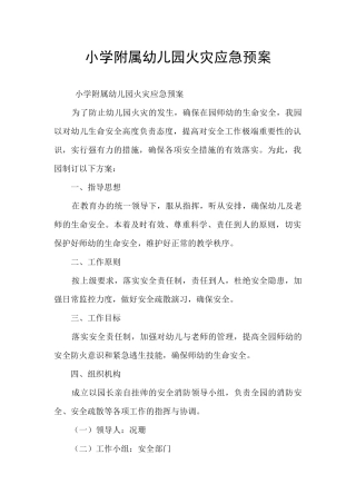 小学附属幼儿园火灾应急预案