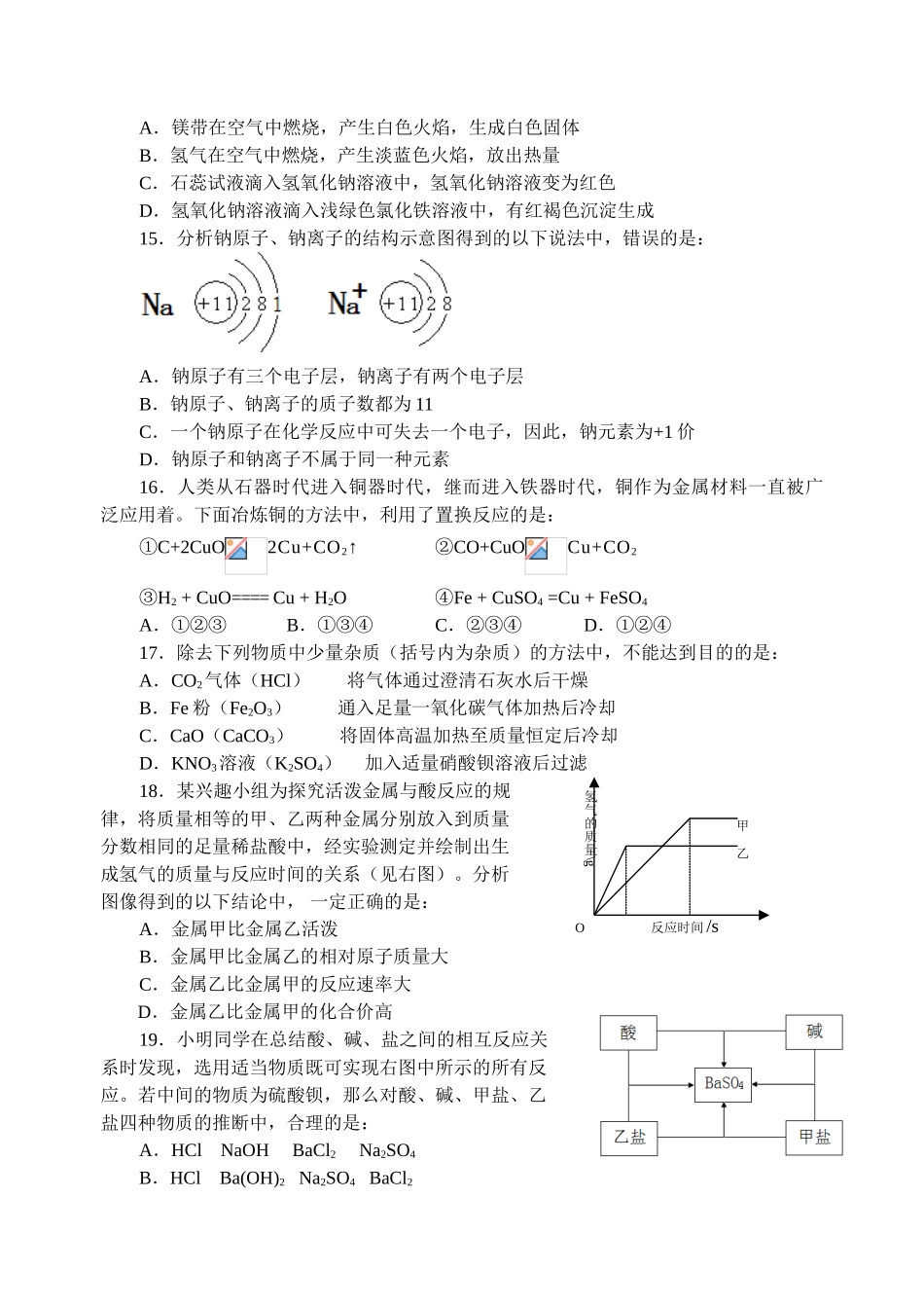 山东济宁市化学中考题_第2页