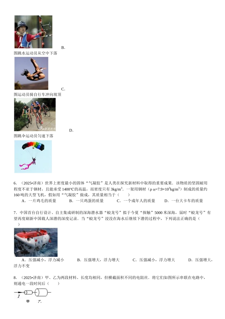 山东省济南市中考物理试卷及解析_第2页