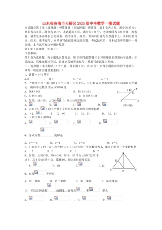 山东省济南市天桥区2025届中考数学一模试题