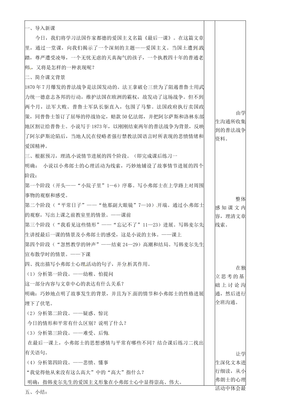 山东省滨州市邹平实验中学七年级语文下册《最后一课》教案(1)-新人教版_第2页