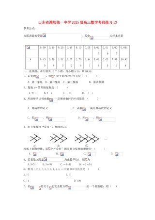 山东省潍坊第一中学2025届高三数学考前练习13
