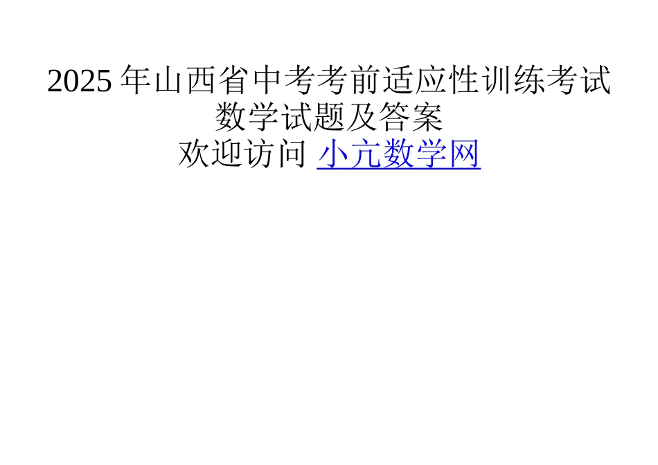 山西省中考考前适应性训练考试数学试题及答案.---临汾平阳中学-首页_第1页