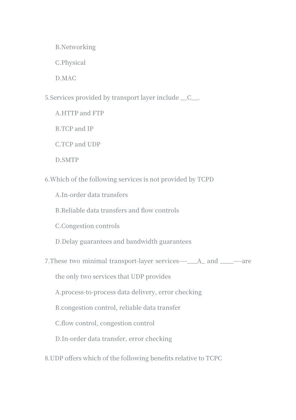 川大软院计网选择题答案Chapter3_第2页