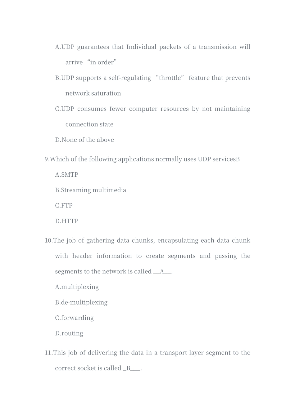 川大软院计网选择题答案Chapter3_第3页