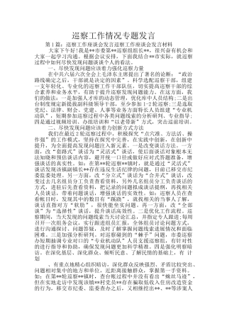 巡察工作情况专题发言