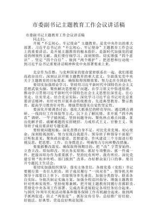 市委副书记主题教育工作会议讲话稿