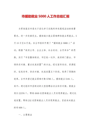 市援助就业5000人工作总结汇报