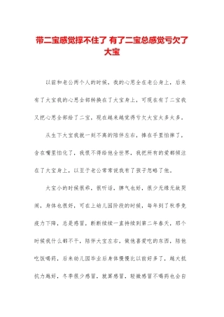 带二宝感觉撑不住了-有了二宝总感觉亏欠了大宝