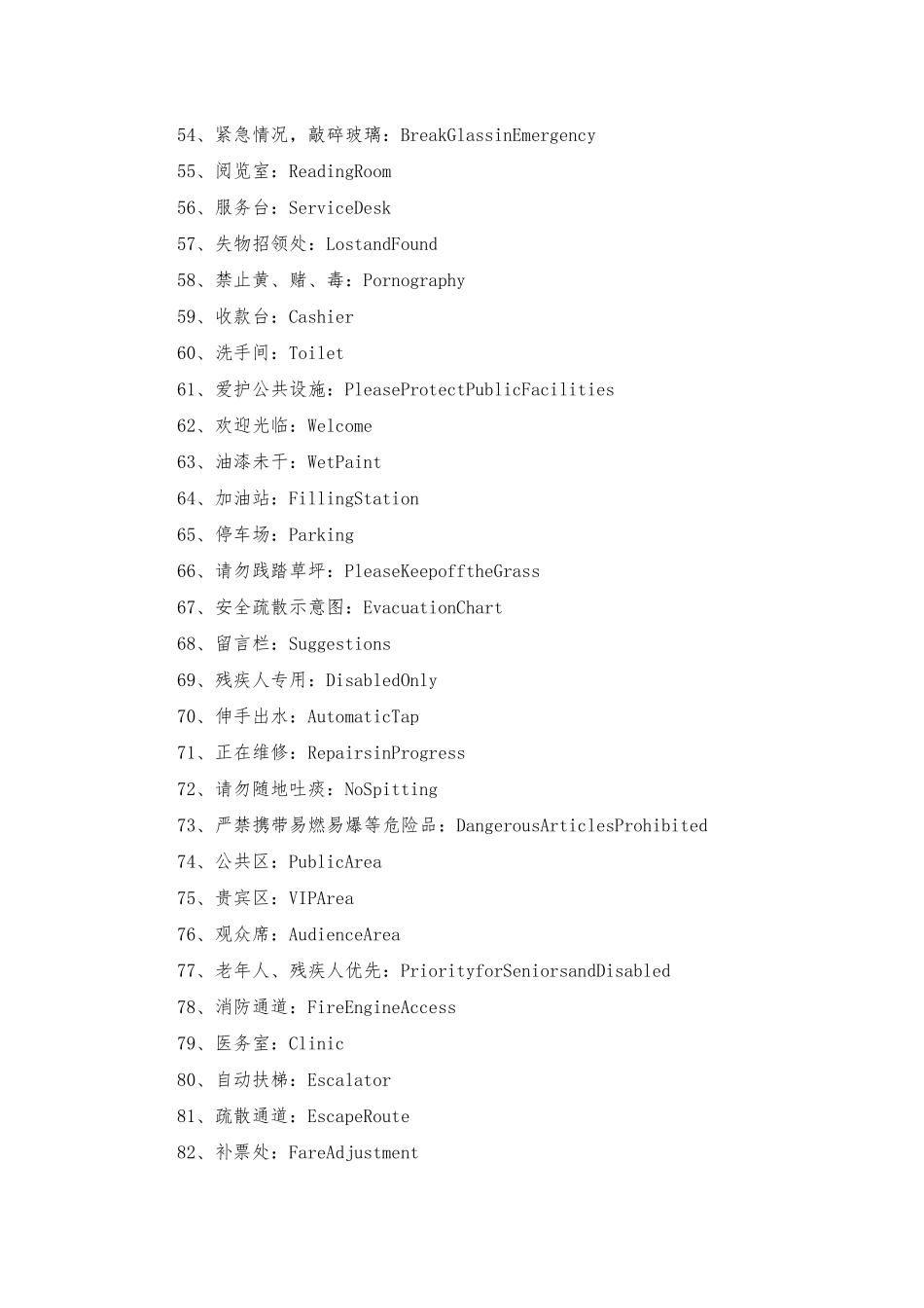 常见公共场合英文标识_第3页