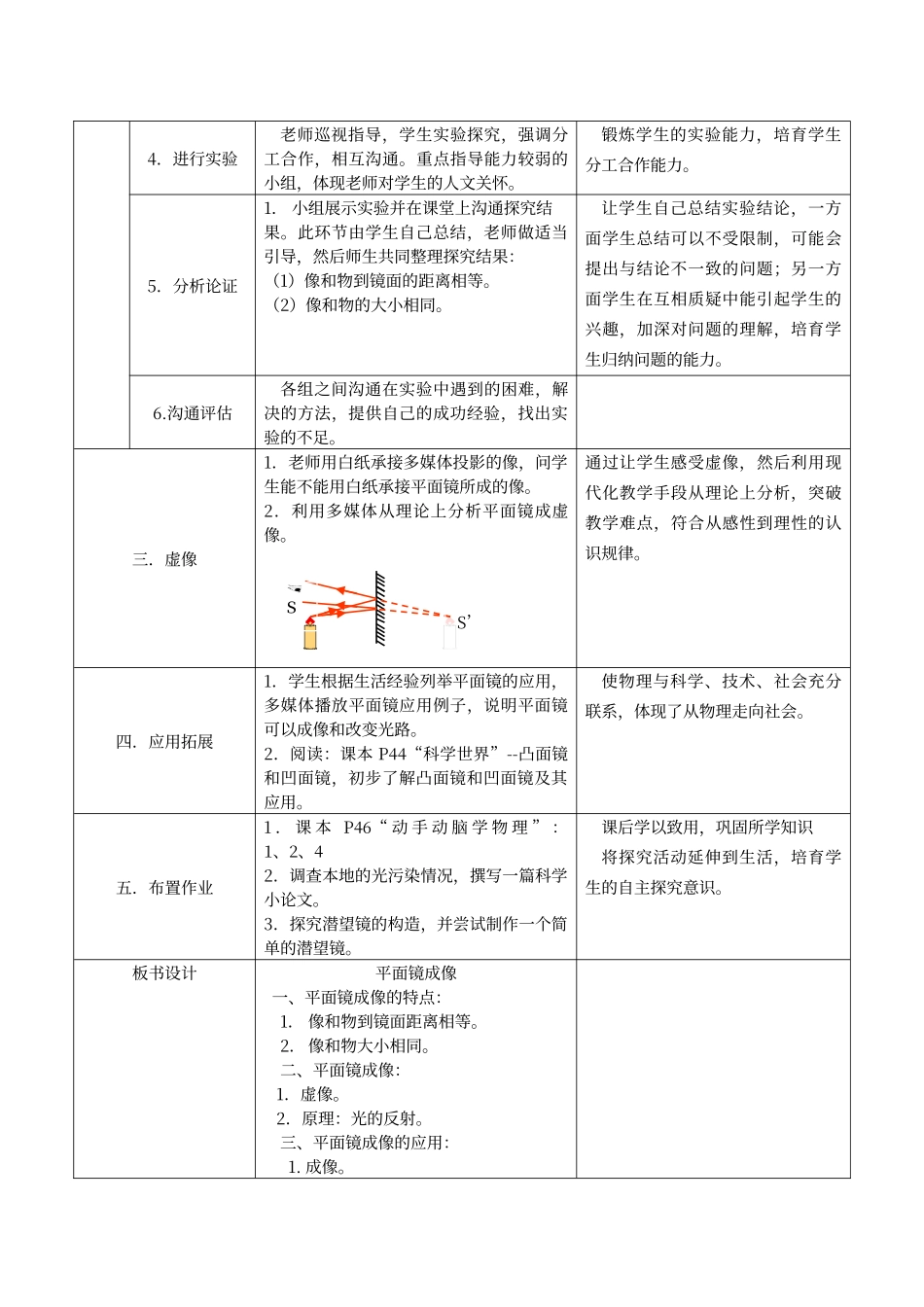 平面镜成像说课稿_第3页