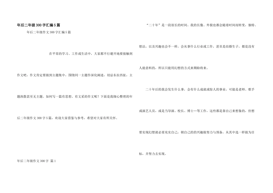 年后二年级300字汇编5篇_第1页