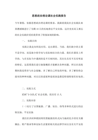 年思想政治理论课社会实践报告