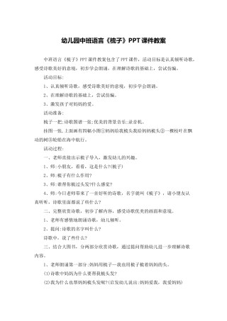 幼儿园中班语言《梳子》PPT课件教案