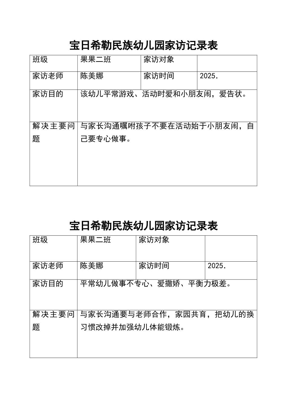 幼儿园家访记录表_第2页