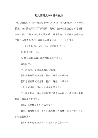 幼儿园昆虫PPT课件教案