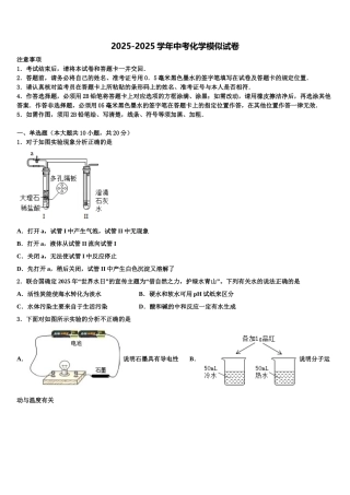 广东实验中学毕业升学考试模拟卷化学卷含解析