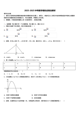 广东惠州市惠阳区达标名校中考猜题数学试卷含解析
