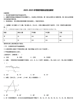 广东省2025年深圳市2025年深圳实验学校初中部联考中考数学考前最后一卷含解析
