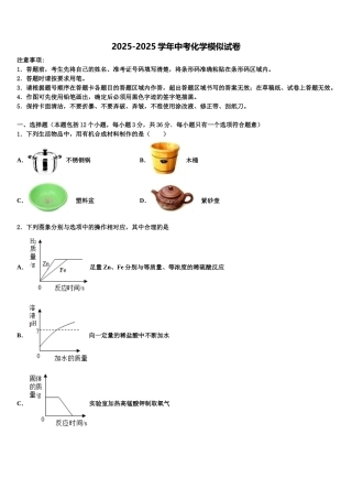 广东省2025年深圳市2025年深圳实验学校初中部联考中考四模化学试题含解析