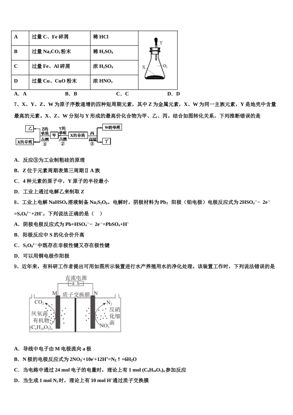 广东省2025年深圳市南头中学高三下学期第六次检测化学试卷含解析_第2页