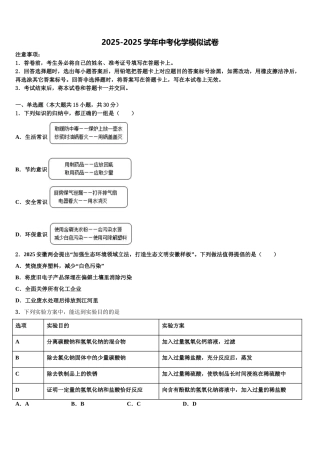 广东省2025年深圳市南山外国语校中考联考化学试卷含解析