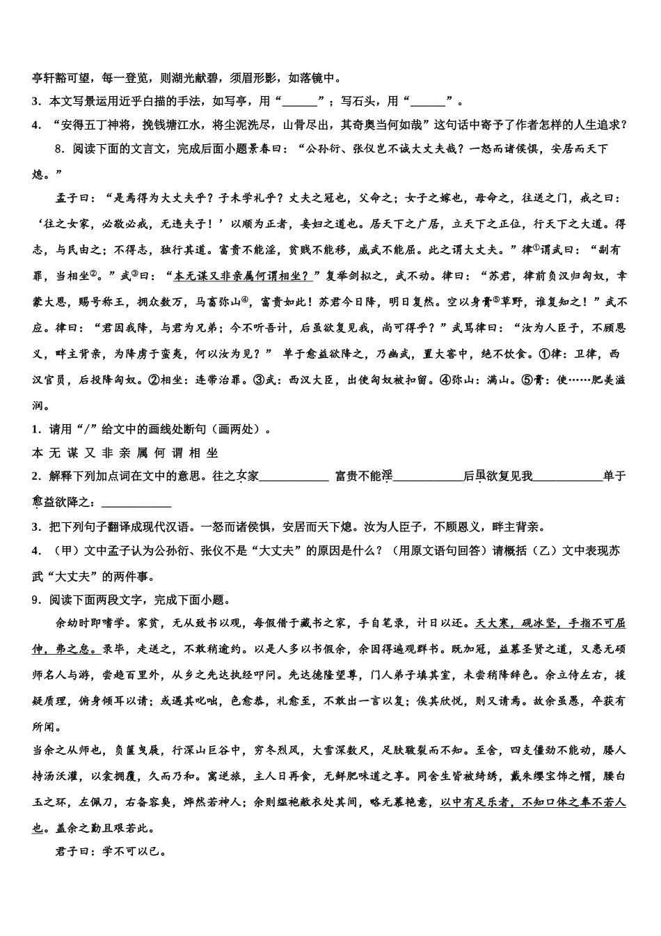 广东省2025年深圳市宝安、罗湖、福田、龙华四区重点达标名校中考语文适应性模拟试题含解析_第3页