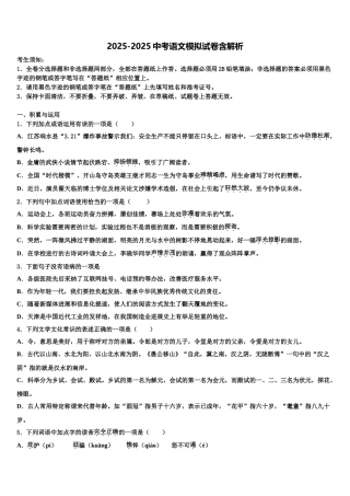 广东省2025年深圳市宝山区中考语文模拟预测题含解析