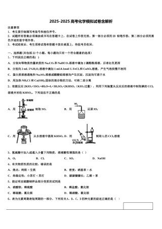 广东省2025年深圳市实验学校高考仿真卷化学试题含解析