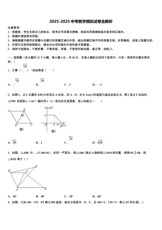 广东省2025年深圳市平湖中学中考数学最后一模试卷含解析