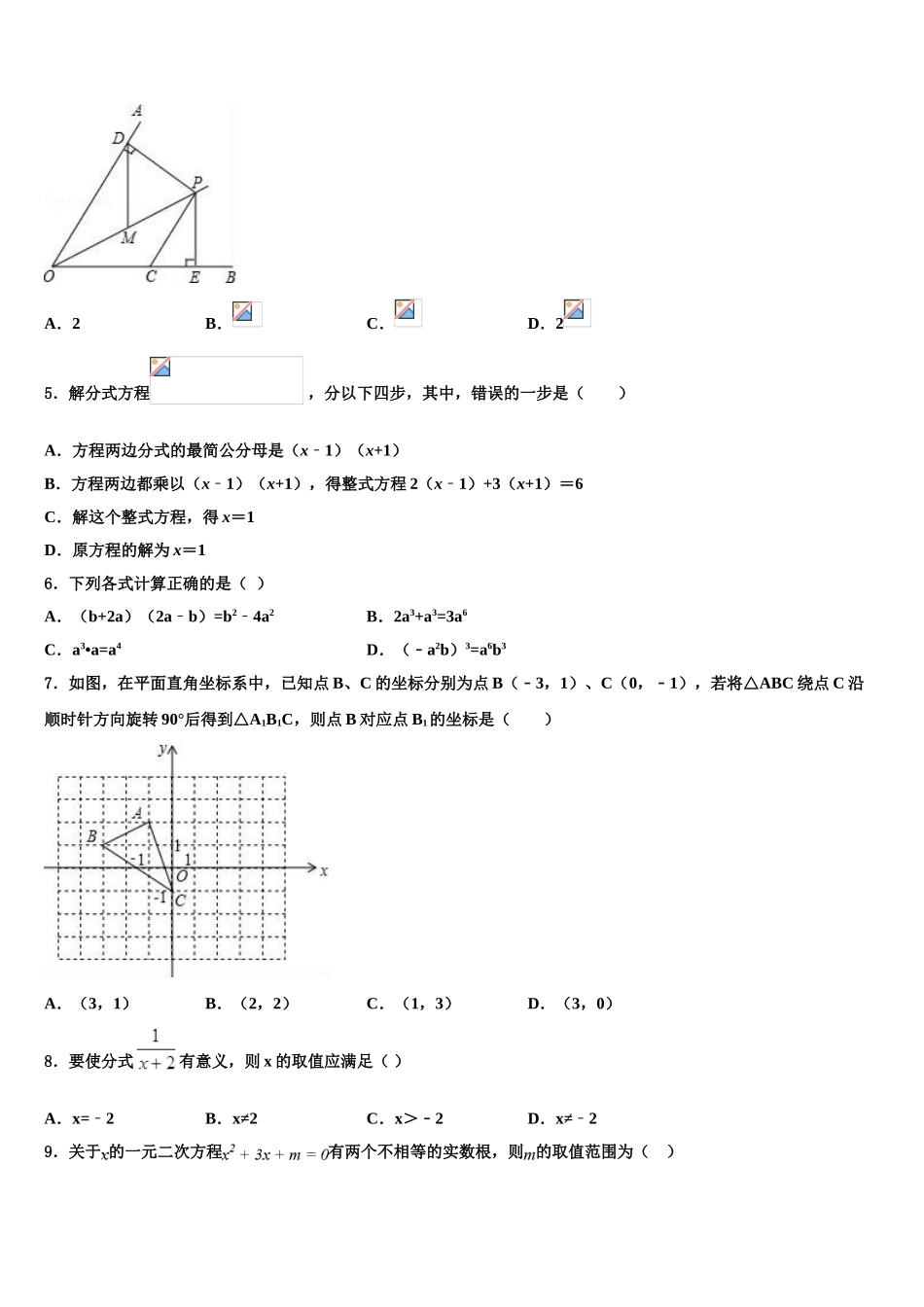 广东省2025年深圳市平湖中学中考试题猜想数学试卷含解析_第2页