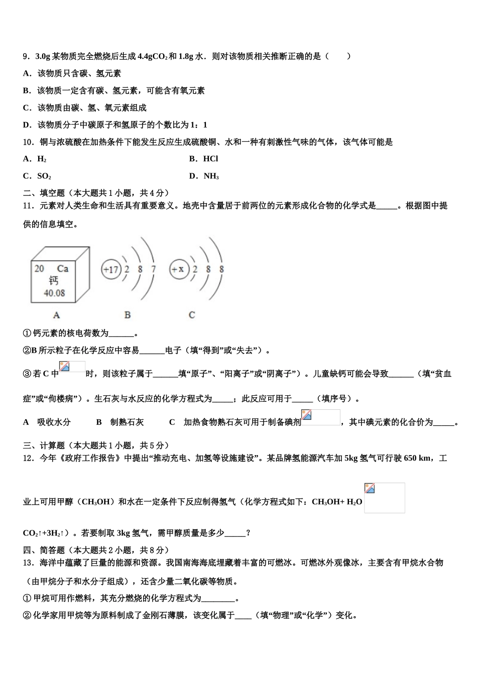 广东省2025年深圳市百合外国语校中考联考化学试题含解析_第3页