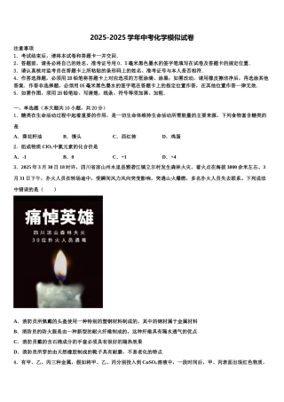 广东省2025年深圳市福田区八校中考试题猜想化学试卷含解析