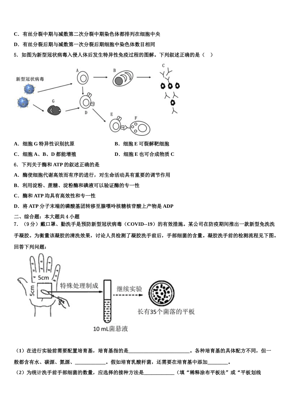 广东省2025年深圳市第二外国语学校高考适应性考试生物试卷含解析_第2页