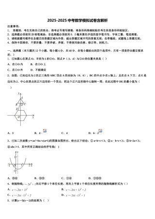 广东省2025年深圳市育才第二中学中考数学最后冲刺模拟试卷含解析