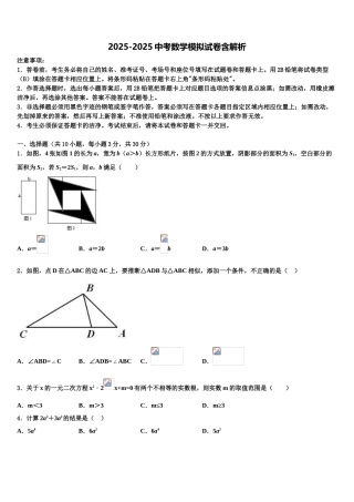 广东省2025年深圳市龙华区中考数学考前最后一卷含解析