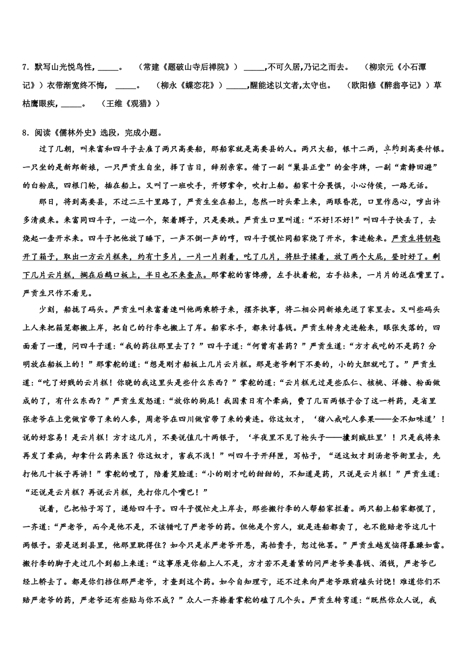 广东省2025年深圳市龙岗区布吉中学中考语文考试模拟冲刺卷含解析_第3页