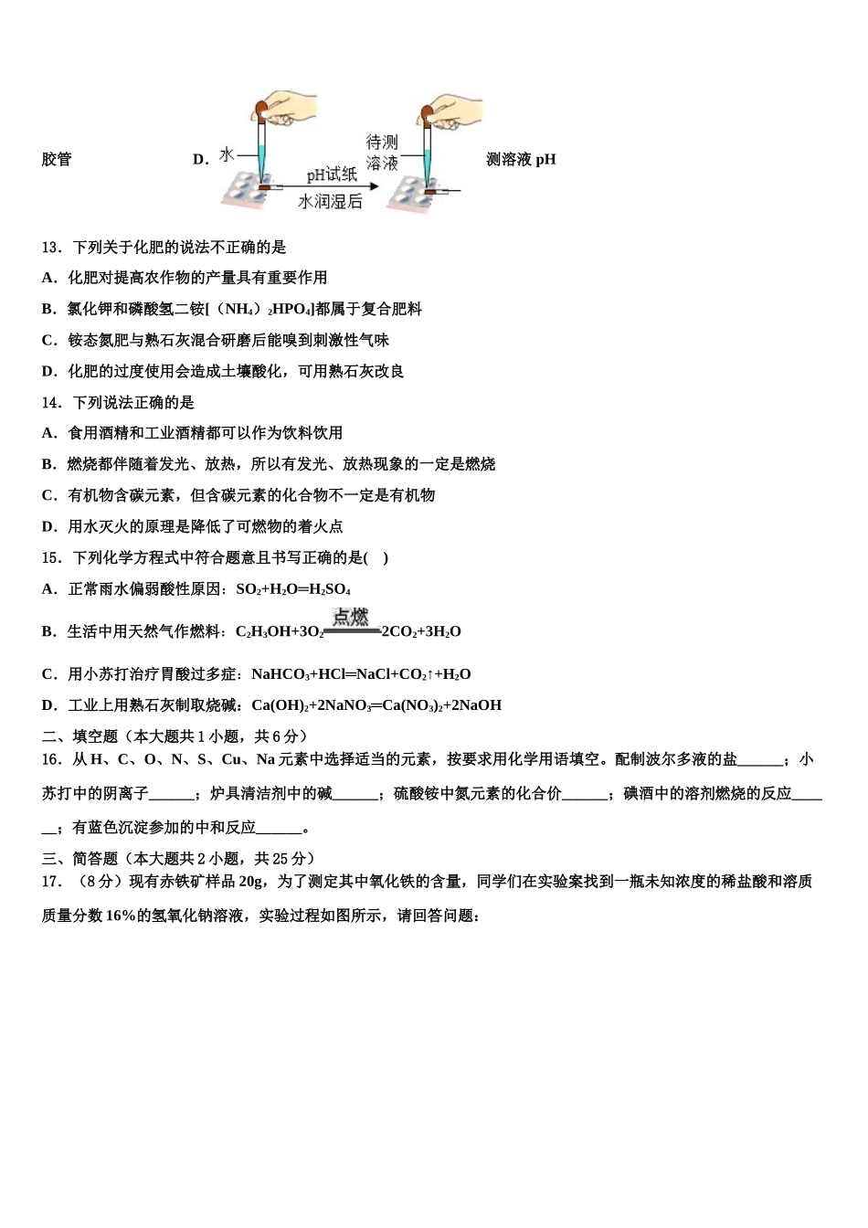 广东省2025年深圳市龙岗区南湾校十校联考最后化学试题含解析_第3页