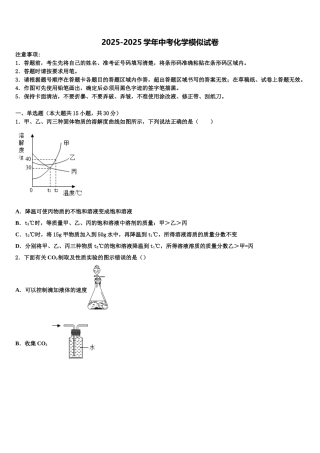 广东省2025年深圳市龙岗区南湾校中考化学最后一模试卷含解析
