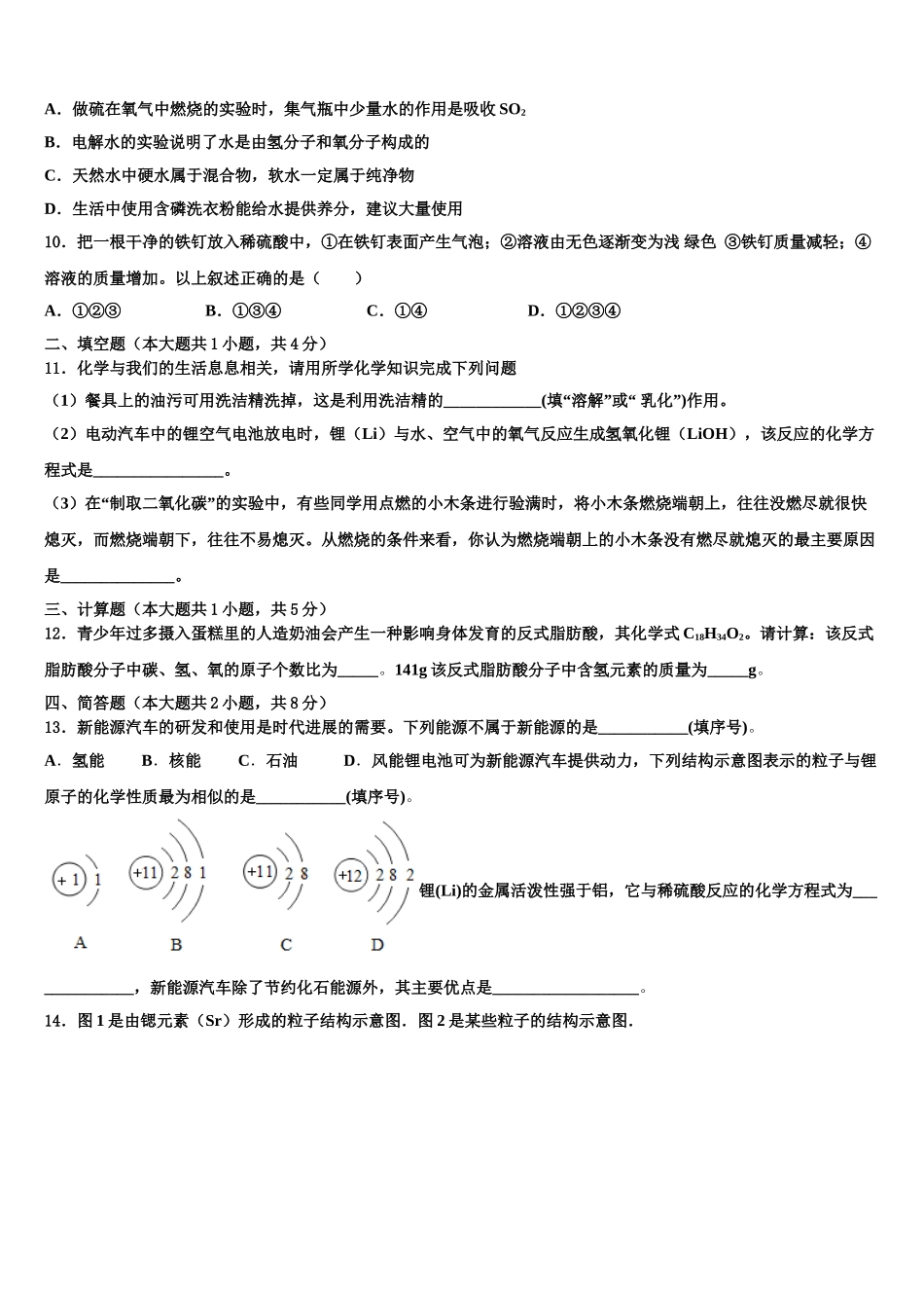广东省2025年深圳市龙岗区龙城初级中学中考化学模拟试题含解析_第3页