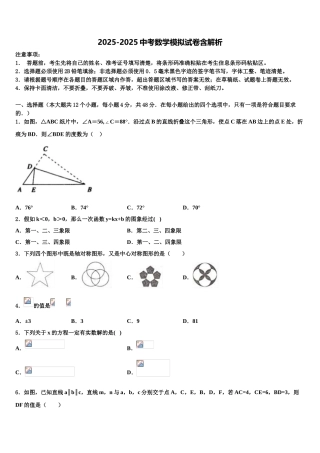 广东省2025年深圳盐田区六校联考中考数学全真模拟试题含解析