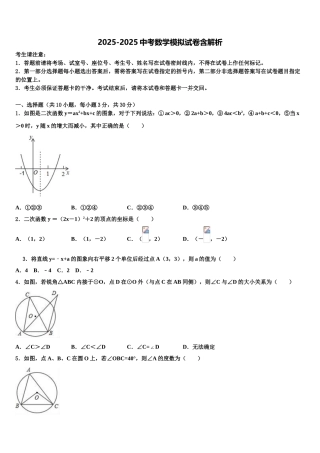 广东省2025年深圳罗湖区四校联考中考适应性考试数学试题含解析