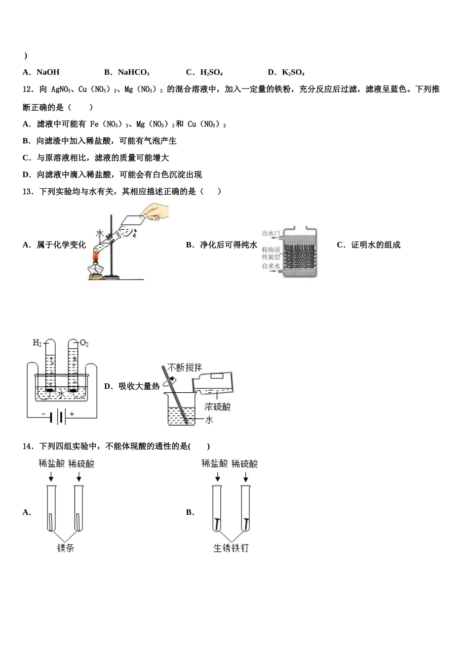 广东省东莞市中学堂星晨校中考联考化学试题含解析_第3页
