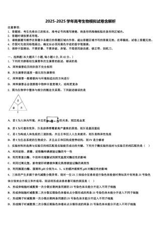 广东省中山一中、潮阳一中等中学高考生物全真模拟密押卷含解析