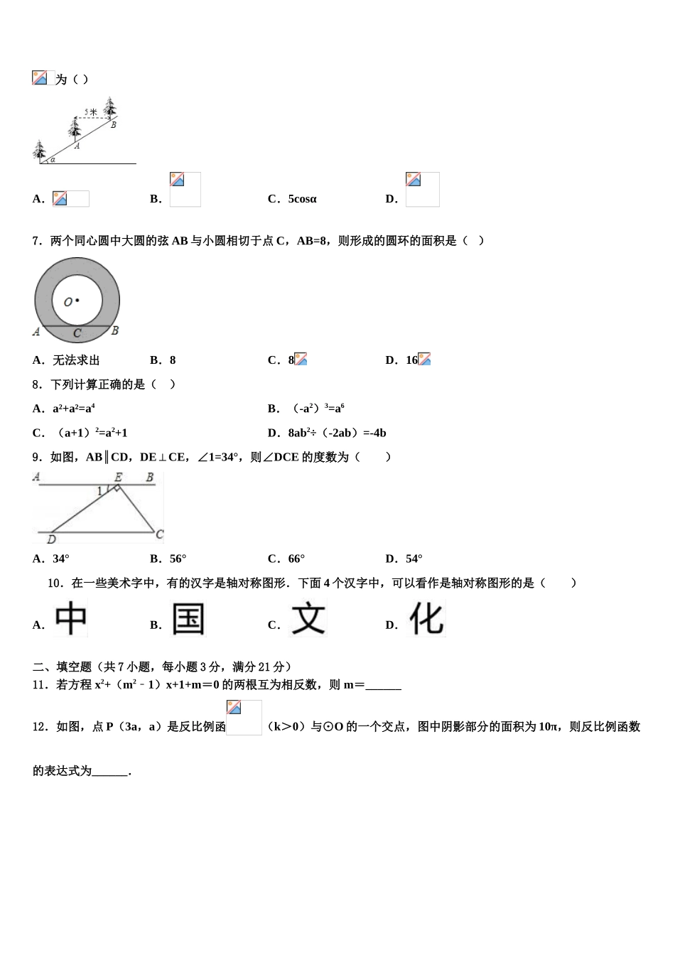 广东省佛山市南海区狮山镇重点名校中考数学考前最后一卷含解析_第2页